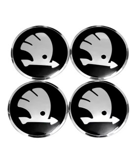 4 Stück x 65mm ŠKODA METALL Aufkleber Felgen LOGO Radkappen Embleme