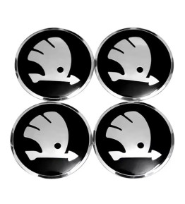 4 Stück x 56mm ŠKODA METALL Aufkleber Felgen LOGO Radkappen Embleme