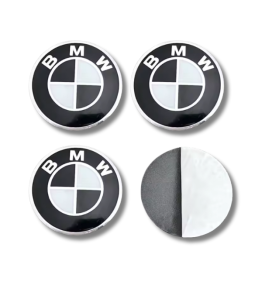 4 articles x 56mm BMW METAL autocollants centre de roue Noir/Blanc logo enjoliveurs emblèmes