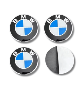 4 articles x 70mm BMW METAL autocollants centre de roue BLEU/BLANC logo enjoliveurs emblèmes