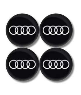 4 Stück x 65mm AUDI METALL Aufkleber AUDI Felgen SCHWARZ LOGO Radkappen Embleme