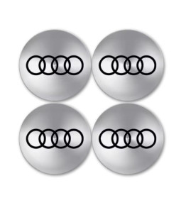 4 articles x 56mm AUDI METAL autocollants AUDI centre de roue ARGENTÉ LOGO enjoliveurs emblèmes