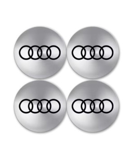 4 articles x 56mm AUDI METAL autocollants AUDI centre de roue ARGENTÉ LOGO enjoliveurs emblèmes