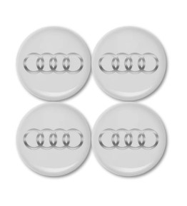 4 Stück x 56mm AUDI METALL Aufkleber AUDI Felgen SILBER GRAU LOGO Radkappen Embleme