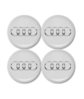 4 Stück x 60mm AUDI METALL Aufkleber AUDI Felgen SILBER GRAU LOGO Radkappen Embleme