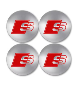 4 Stück x 56mm AUDI METALL Aufkleber AUDI Felgen SILBER S-Linie LOGO Radkappen Embleme