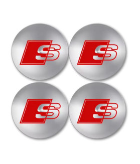 4 Stück x 56mm AUDI METALL Aufkleber AUDI Felgen SILBER S-Linie LOGO Radkappen Embleme