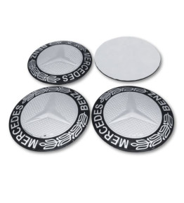 4 Stück x 56mm METAL embleme MERCEDES BENZ, radmitte aufkleber Radkappen logo SCHWARZ SILBER LORBEER