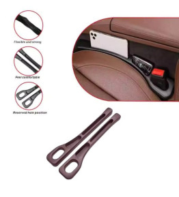 2pcs Brown Car Seat Gap Filler Organizer – Waterproof Storage with Dual Grooves, Fits Most Vehicles