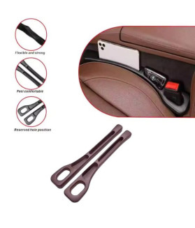 2pcs Brown Car Seat Gap Filler Organizer – Waterproof Storage with Dual Grooves, Fits Most Vehicles