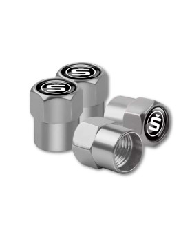 4 Pcs Tire Valve Caps for Skoda New Logo Design Stem Dust Cap Silver