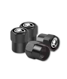 4 Pcs Tire Valve Caps for Skoda Logo Design Stem Dust Cap Black