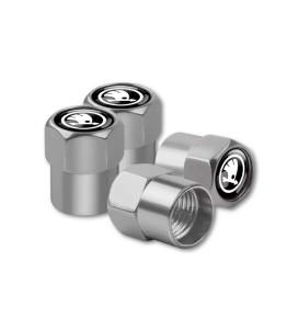 Lot de 4 bouchons de valve de pneu pour Skoda design avec anneaux et capuchon anti-poussière voiture argent