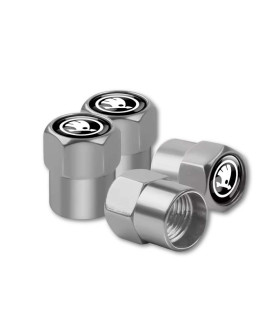 Lot de 4 bouchons de valve de pneu pour Skoda design avec anneaux et capuchon anti-poussière voiture argent