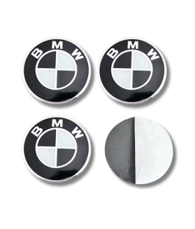 4 Stück x 56mm BMW METALL Aufkleber Felgen Schwarz/Weiß logo Radkappen Embleme