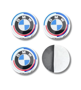 4 articles x 56mm BMW METAL autocollants centre de roue BLEU/BLANC TH logo enjoliveurs emblèmes