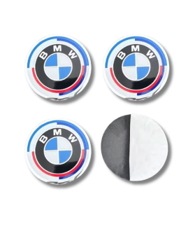 4 articles x 56mm BMW METAL autocollants centre de roue BLEU/BLANC TH logo enjoliveurs emblèmes