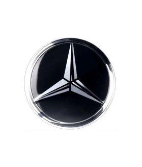 Étoile Argent Noir Emblèmes Mercedes Benz Stickers Logo Centre Roue Jantes 56-75mm