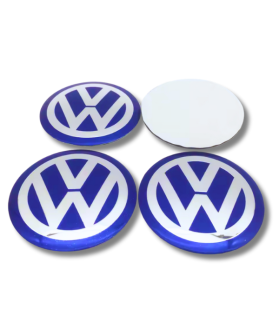 4 Stück x 60mm VW METALL Aufkleber VOLKSWAGEN Felgen BLAU LOGO Radkappen Embleme
